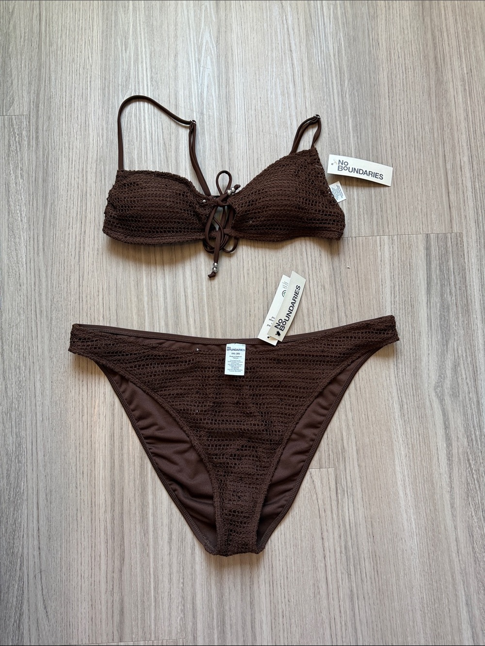 No Boundaries Brown Crochet Two-Piece Bikini